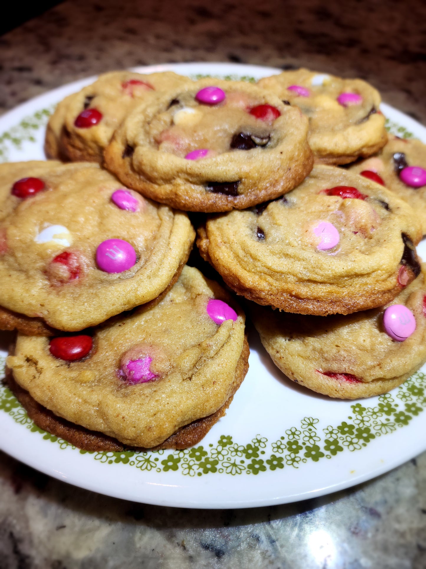 Valentines day M&M Cookies