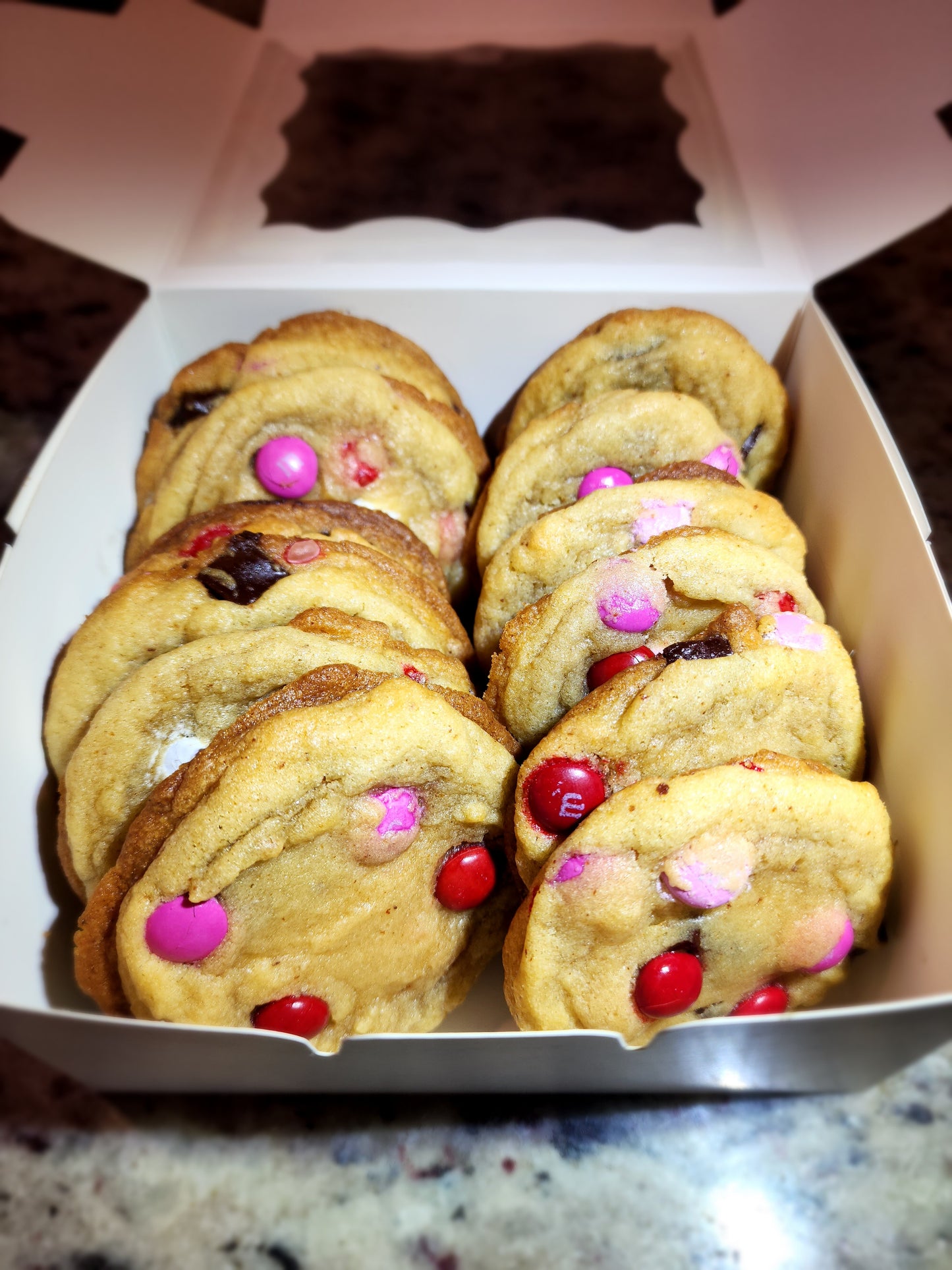 Valentines day M&M Cookies